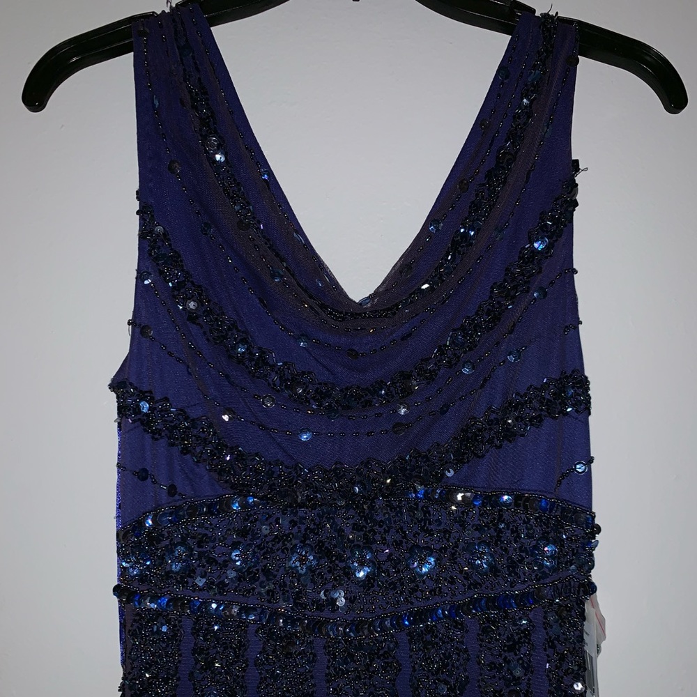 navy sequin gown